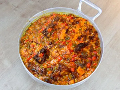 Arroz con rabo de toro y boletus