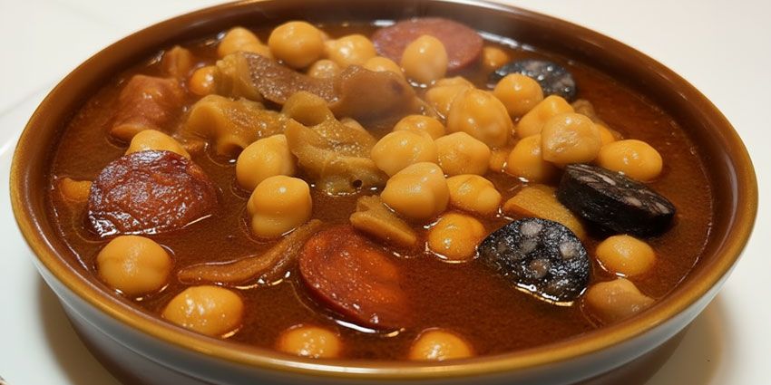 Callos gallegos con garbanzos servidos en Flor de Galicia, restaurante gallego en Madrid centro (Barrio de Salamanca)
