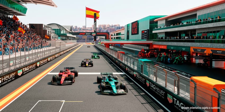 Recreación de la recta de meta del circuito MADRING durante el Gran Premio de Fórmula 1 de Madrid