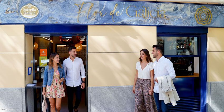 Fachada de Flor de Galicia, restaurante cerca del Movistar Arena Madrid