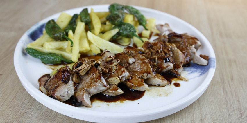 Bacalao a la Bilbaína para una comida de trabajo en Flor de Galicia