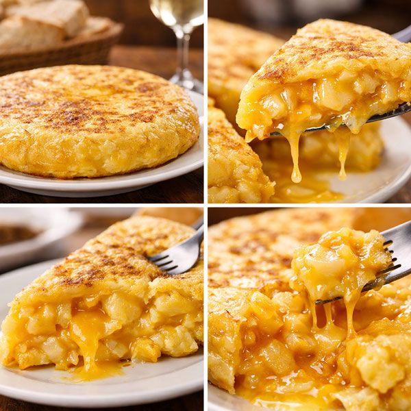 Tortilla de patatas jugosa servida en Flor de Galicia, restaurante en el Barrio de Salamanca